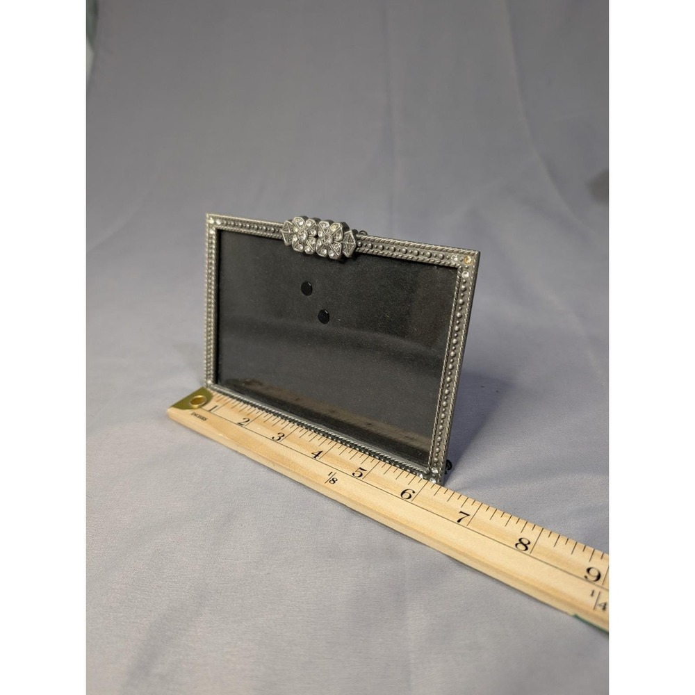Vintage Elsa 2000 Pewter Rhinestone Flower & Vine 4X6 Picture Frame Photo - Picture 6 of 6